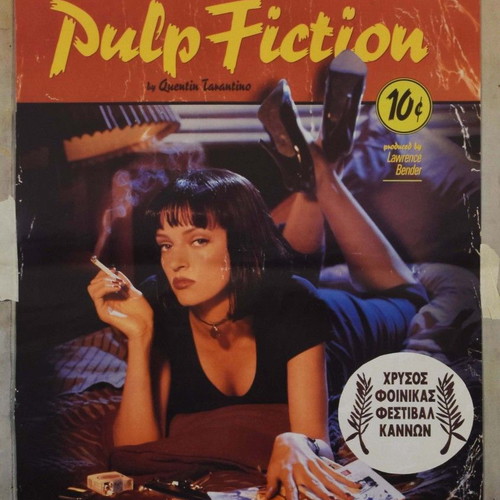 Pulp Fiction Tarantino Uma Thurman Lucky Strike cigarettes movie poster used