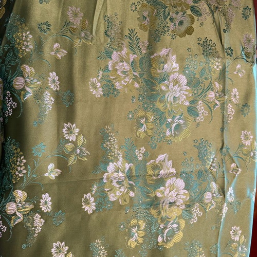 Green synthetic silk fabric for liturgical vestments, new, 9m x 0.78m