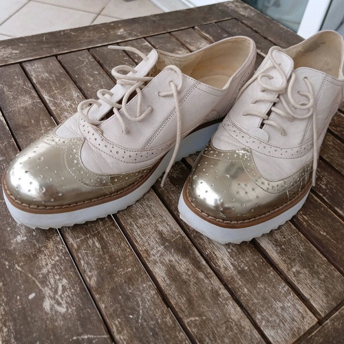 Nine West women's oxfords shoes beige - gold used, size 37