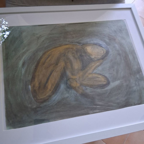 Painting "Γυμνο" framed 40×50cm, like new, signed