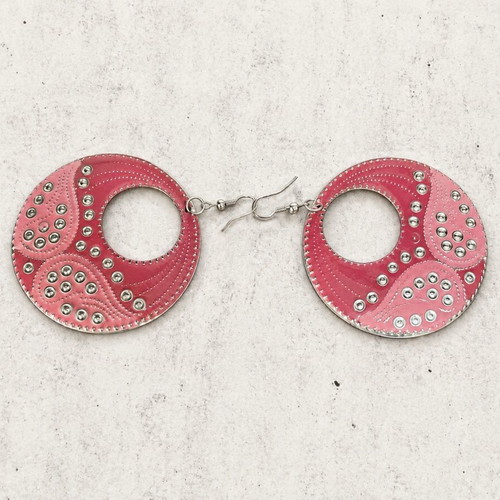 Boho pink statement earrings used with ethnic design