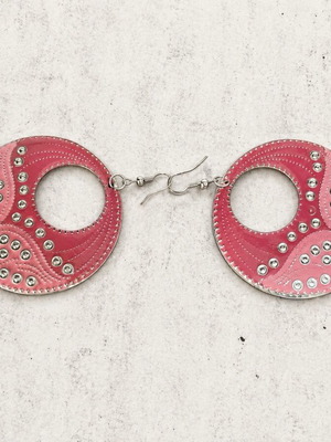 Boho pink statement earrings used with ethnic design