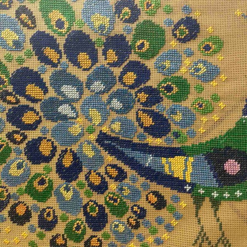 Handmade framed embroidery used, 0.45 x 0.40 m