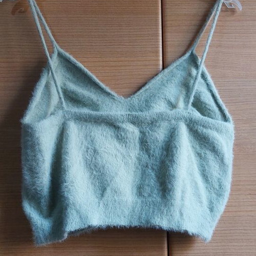 Fluffy Mint Knit Crop Top Shein like new, turquoise, size S