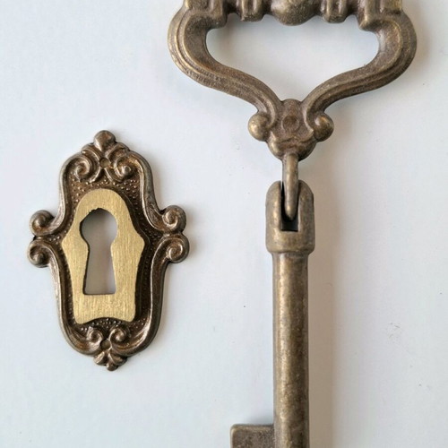 Vintage key new with lock escutcheon, 1960-70s