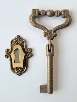 Vintage key new with lock escutcheon, 1960-70s
