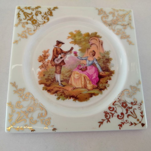 Porcelain decorative plate F.M Limoges France used