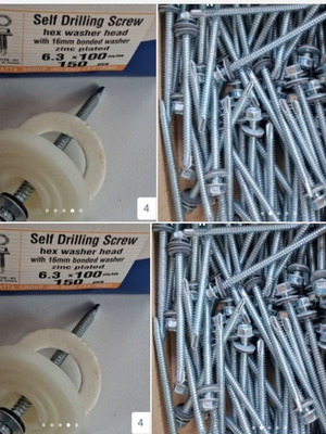 Self drilling screws 6.3×100mm galvanized pack of 600 with washers and caps
