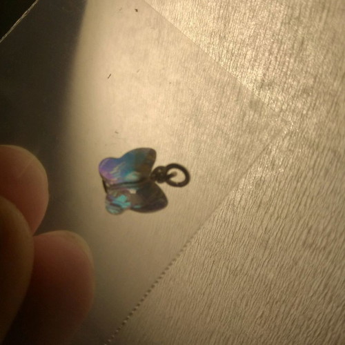 Butterfly pendant sparkling with transparent crystal and beautiful iridescence, new