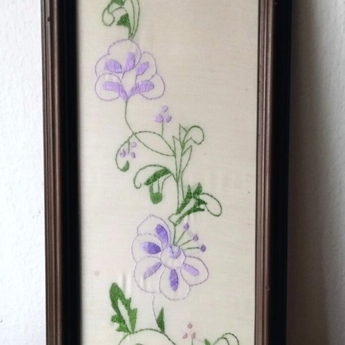 Handmade embroidered vintage frame in wooden frame like new
