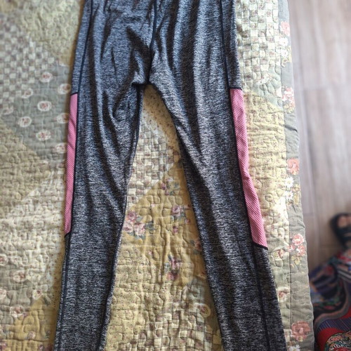 Gym leggings used medium-large grey with orange details