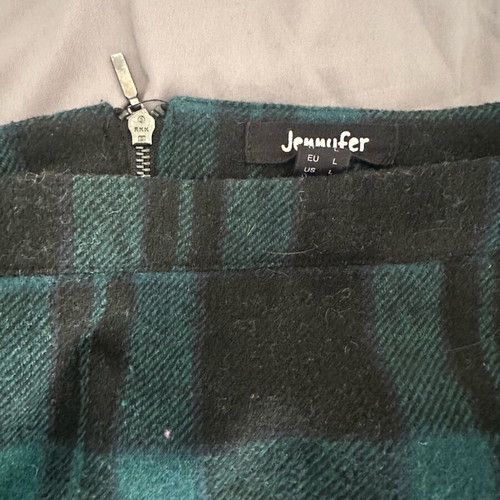 Jennyfer wool mini skirt used, large, green plaid