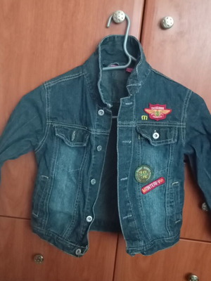 Denim jacket like new with designs, unisex Mango for ages 4-5