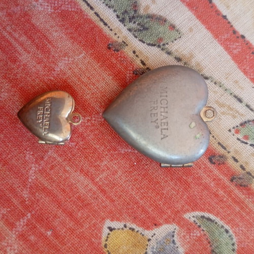 Michaela Frey vintage heart-shaped lockets used, set of two