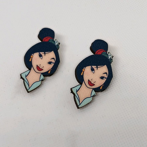 Mulan earrings new, wooden, multicolor with stainless steel clasp