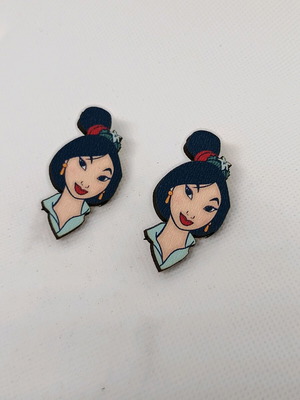 Mulan earrings new, wooden, multicolor with stainless steel clasp