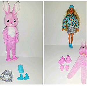 Barbie Cutie reveal plush pink Bunny costume doll