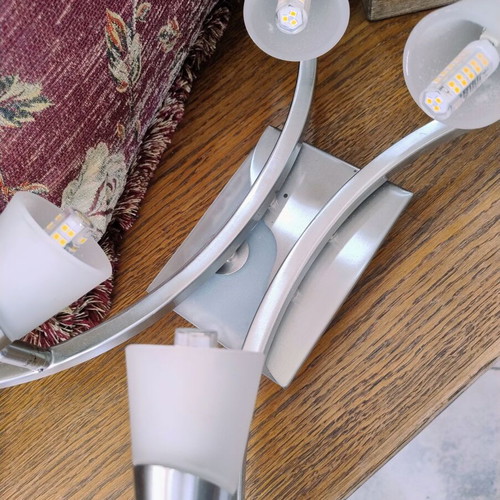 Obi ceiling spotlight lamp like new, satin nickel with glass details