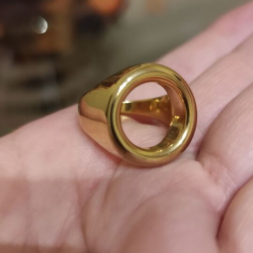 Gold ring new, stainless steel, size 8, circular design
