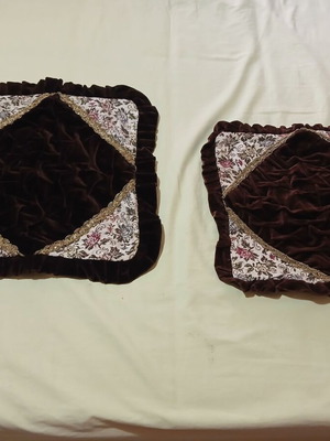 Two decorative pillowcases, brown, German origin