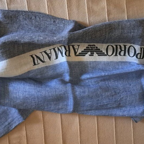 Emporio Armani linen scarf like new, summer, gray and blue