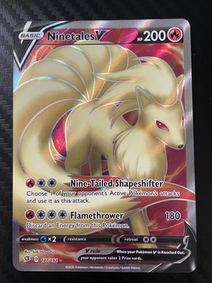 Pokemon Card Ninetales V 177 Rebel Clash σαν καινούργιο