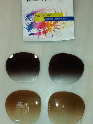 Myopia and Sunglasses Lenses pack of 2, like new, black and brown