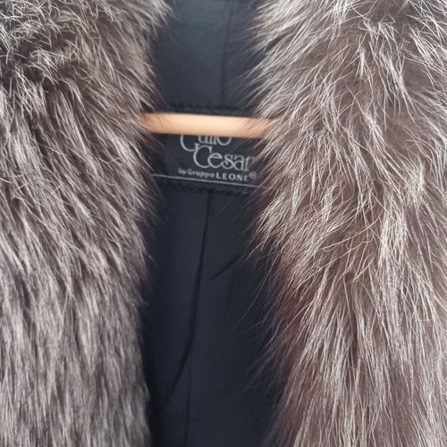 Leather jacket with natural fur new, black and brown, size L