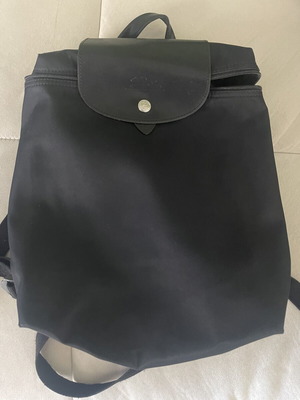 Longchamp Le Pliage backpack used, black, zipper needs replacement
