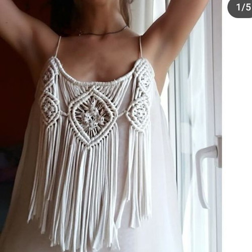 Boho blouse with fringes and embroidery like new, white, size S