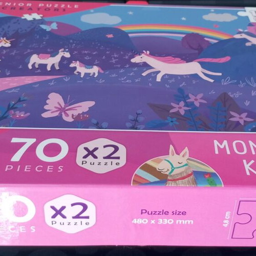 Puzzle Unicorns and Llama like new, 2x70 pieces, 5+ years