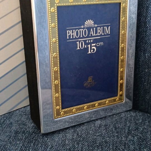 Velvet photo album new with silver-plated and gold-plated cover for 60 photos 10x15 cm