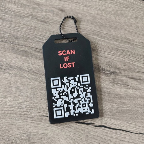 QR “Scan If Lost” luggage tag new, 3D printed