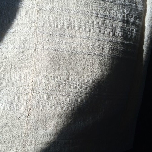Handwoven cotton bed sheet with border, like new, 240x160 cm