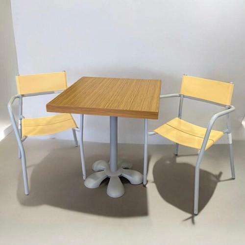Table with 2 metal chairs with PVC new from store