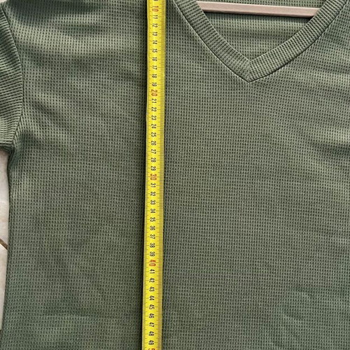 Oversized khaki waffle knit T-shirt, M/L