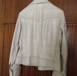 Leather beige mid-length jacket like new