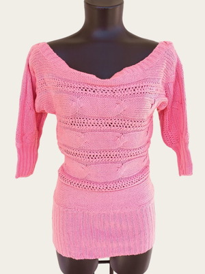 Pink long sweater new size L with open neckline