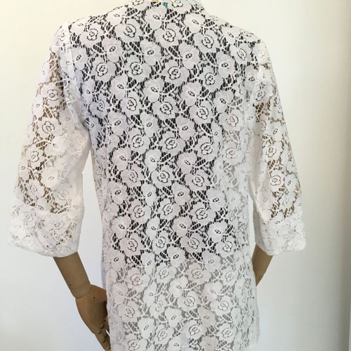 Antica Sartoria by Giacomo Cinque lace top blouse with beads S like new, white