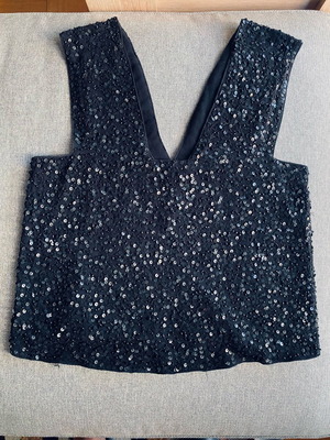 Zara Embroidered Blouse With V Neck And Beads Sequins Like New