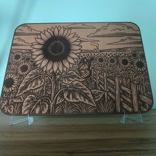 Laser Engraved Painting Sunflower Field new