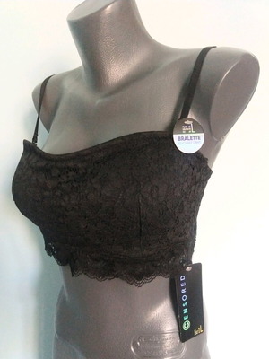 Censored bra new with padding and side boning black