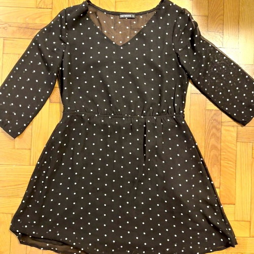 Black polka dot Terranova dress Small used with three-quarter sleeves