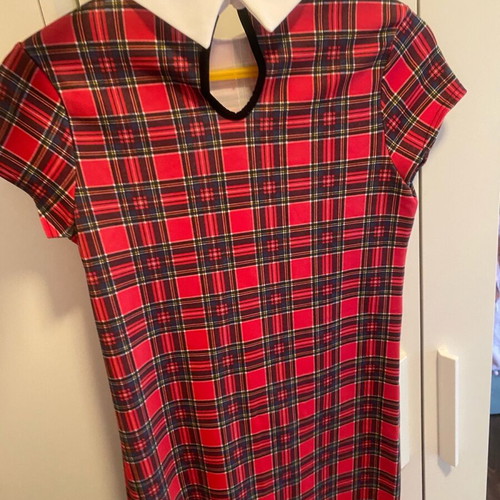 Plaid blouse dress like new, red, size L