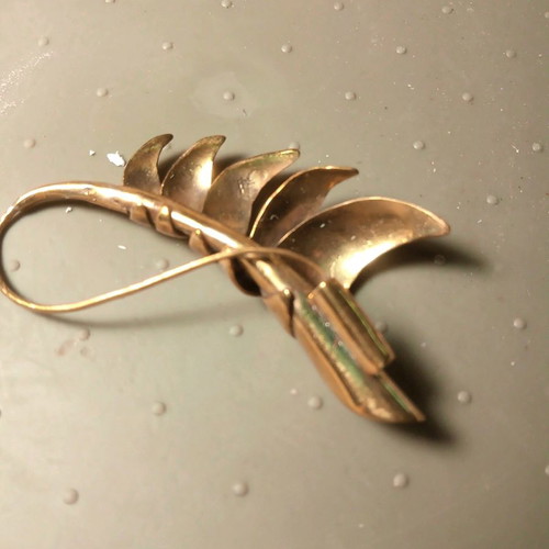Bronze handmade brooch with organic design made to order