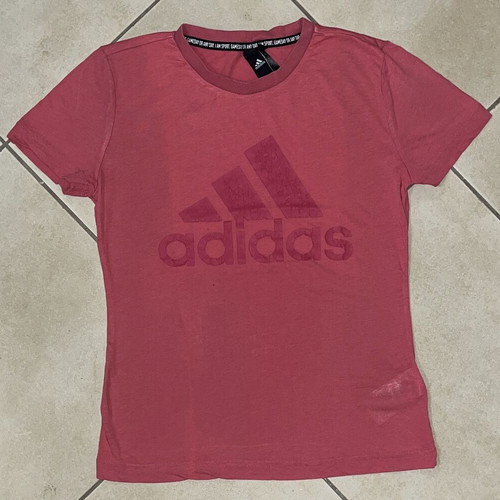 Adidas Women T-Shirt faded red big logo print size M like new