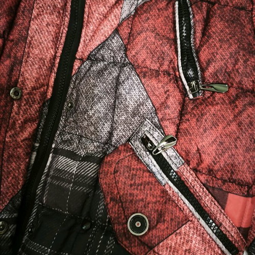 Unisex jacket without hood like new, gray and red, size L