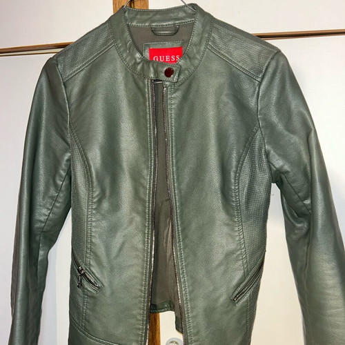 Guess leather jacket XS like new, green