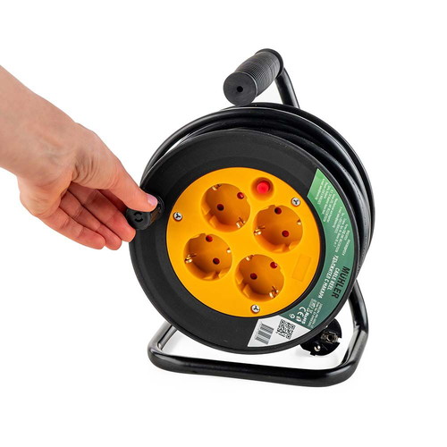Extension cable reel with 4 sockets 15m H05VV-F 3×1.5mm2 new