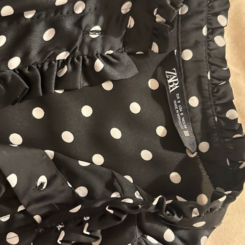 Zara set shirt and skirt like new, black with white polka dots
